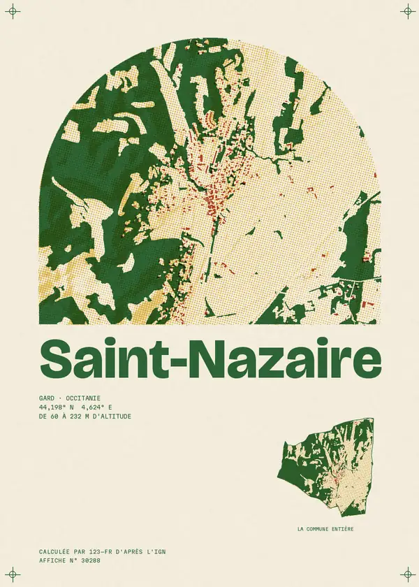 Affiche de Saint-Nazaire, calculée par 123-fr d'après l'IGN