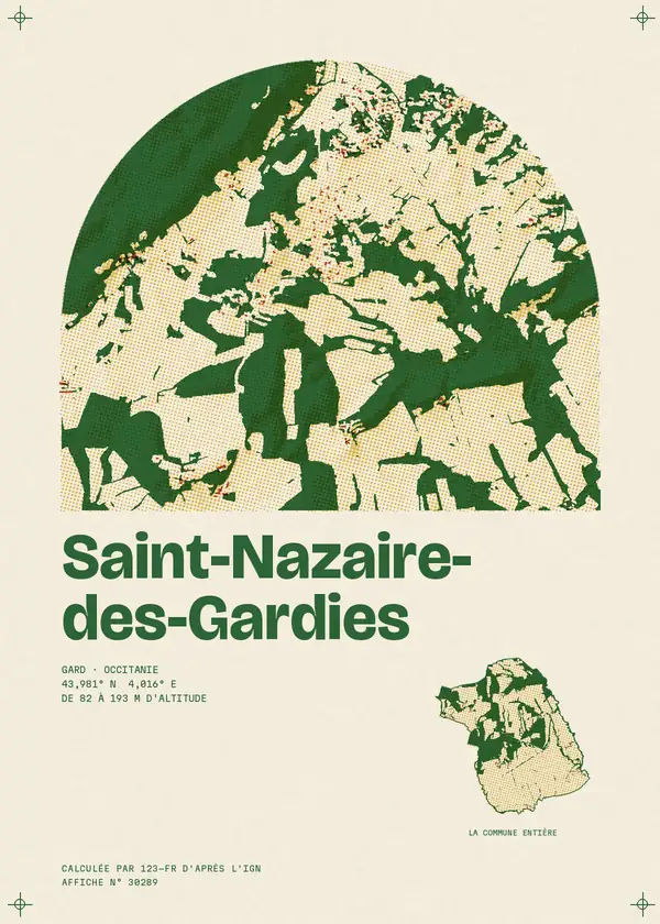 Affiche de Saint-Nazaire-des-Gardies, calculée par 123-fr d'après l'IGN