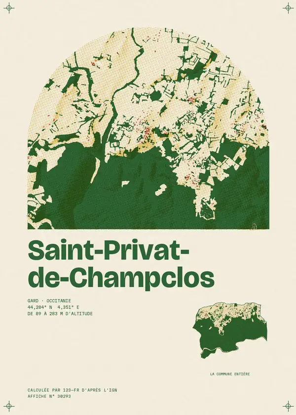 Affiche de Saint-Privat-de-Champclos, calculée par 123-fr d'après l'IGN