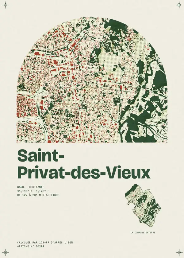 Affiche de Saint-Privat-des-Vieux, calculée par 123-fr d'après l'IGN