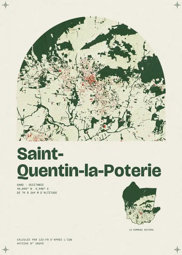 Affiche de Saint-Quentin-la-Poterie, calculée par 123-fr d'après l'IGN
