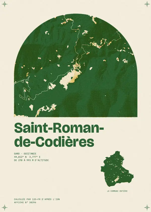 Affiche de Saint-Roman-de-Codières, calculée par 123-fr d'après l'IGN