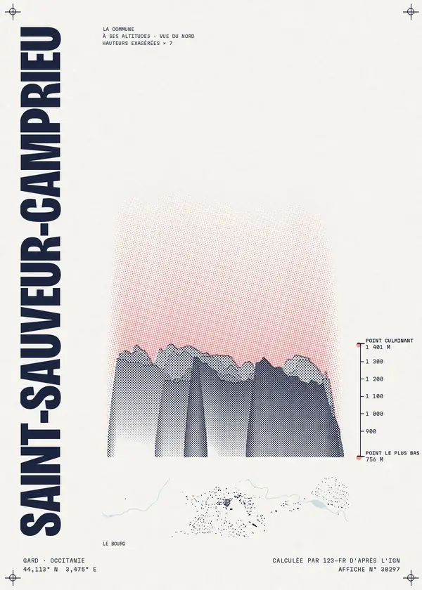 Affiche de Saint-Sauveur-Camprieu, calculée par 123-fr d'après l'IGN