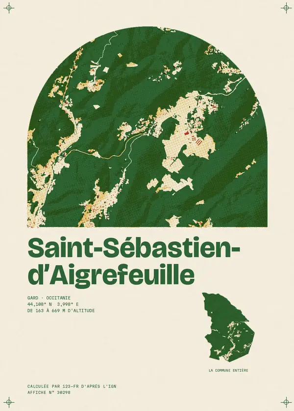 Affiche de Saint-Sébastien-d'Aigrefeuille, calculée par 123-fr d'après l'IGN