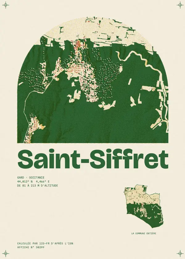 Affiche de Saint-Siffret, calculée par 123-fr d'après l'IGN