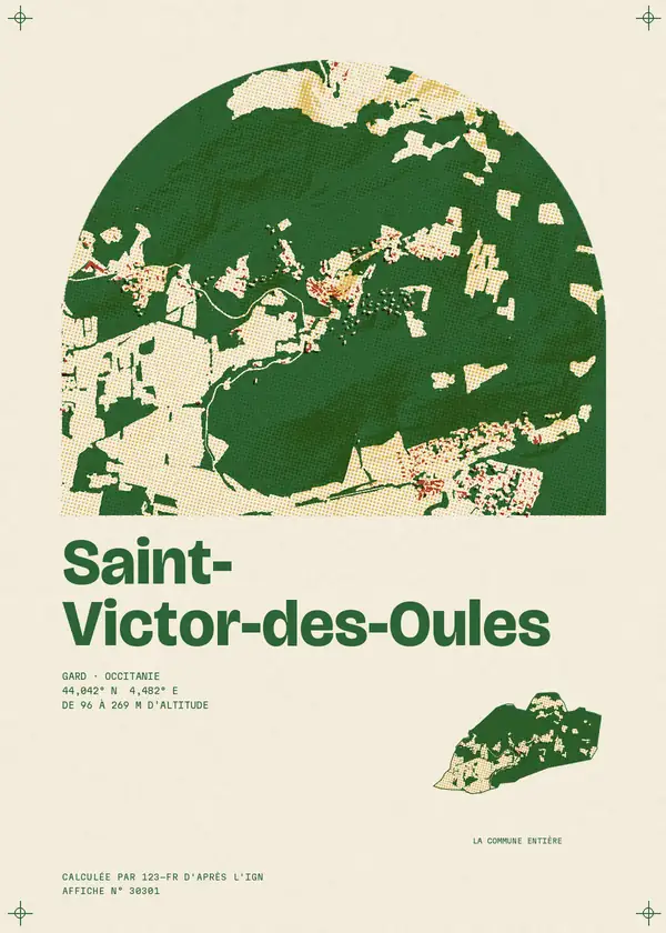 Affiche de Saint-Victor-des-Oules, calculée par 123-fr d'après l'IGN