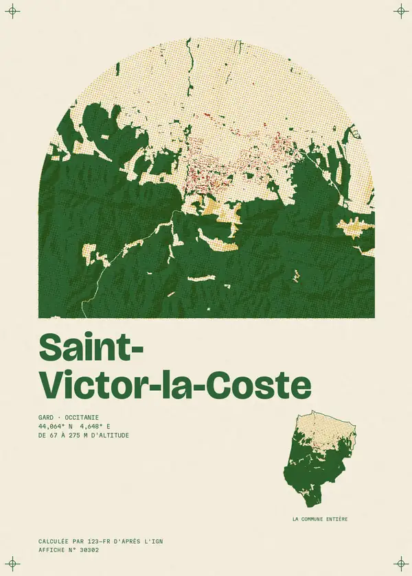 Affiche de Saint-Victor-la-Coste, calculée par 123-fr d'après l'IGN