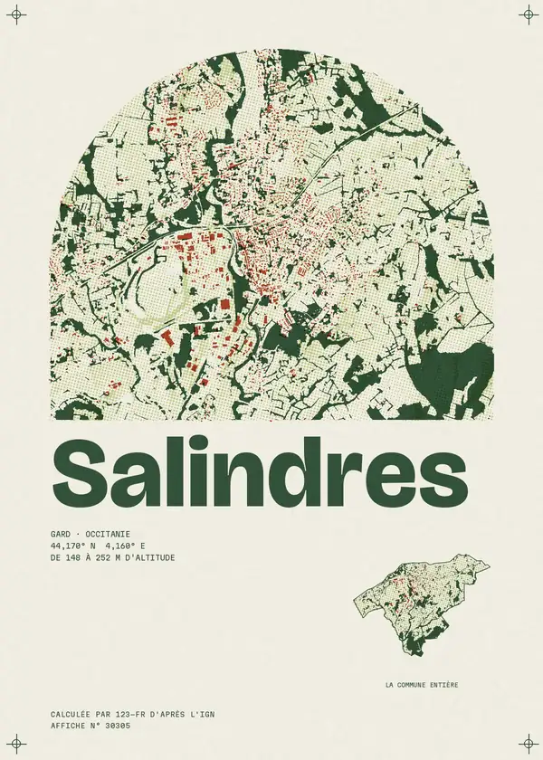 Affiche de Salindres, calculée par 123-fr d'après l'IGN