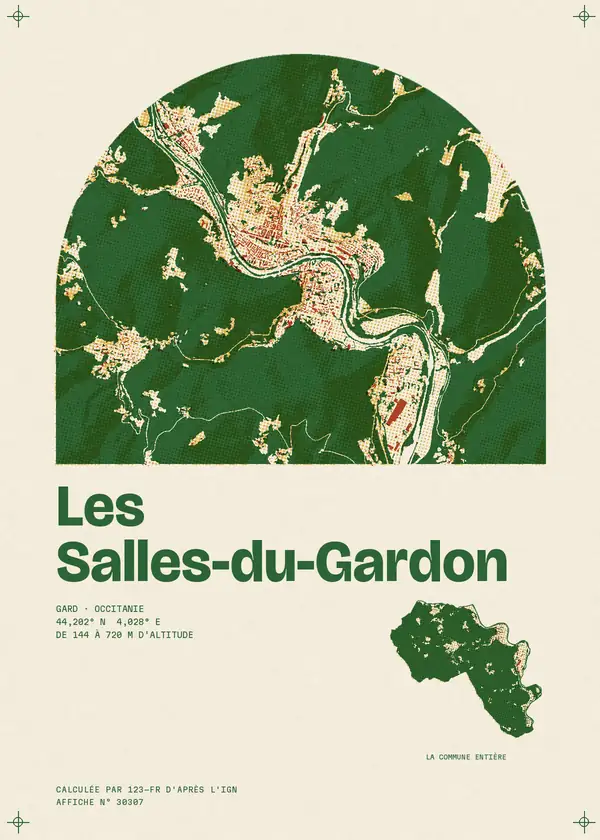 Affiche de Les Salles-du-Gardon, calculée par 123-fr d'après l'IGN