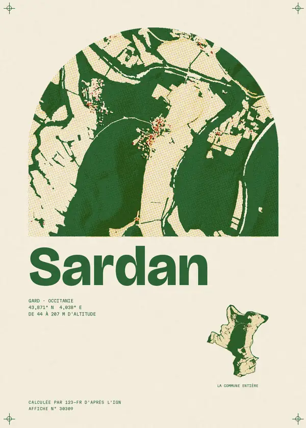 Affiche de Sardan, calculée par 123-fr d'après l'IGN