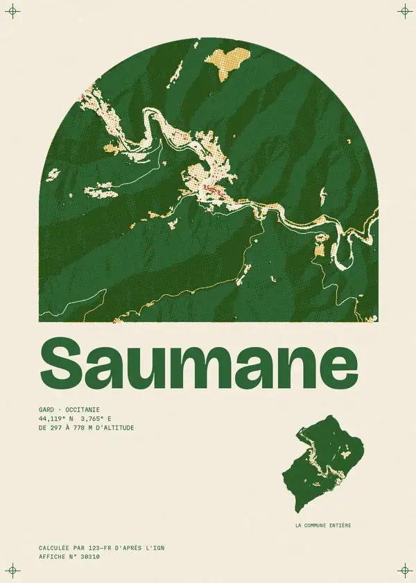 Affiche de Saumane, calculée par 123-fr d'après l'IGN