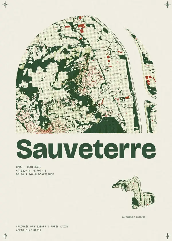 Affiche de Sauveterre, calculée par 123-fr d'après l'IGN