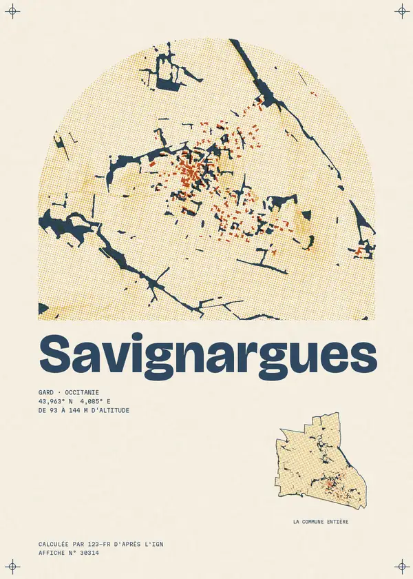 Affiche de Savignargues, calculée par 123-fr d'après l'IGN