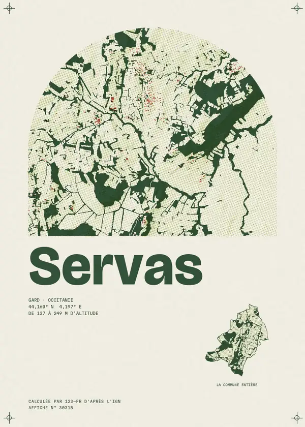 Affiche de Servas, calculée par 123-fr d'après l'IGN