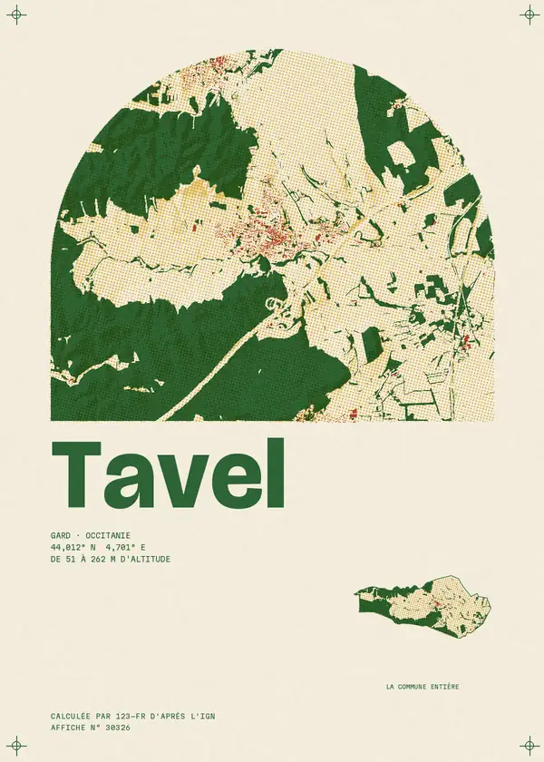 Affiche de Tavel, calculée par 123-fr d'après l'IGN