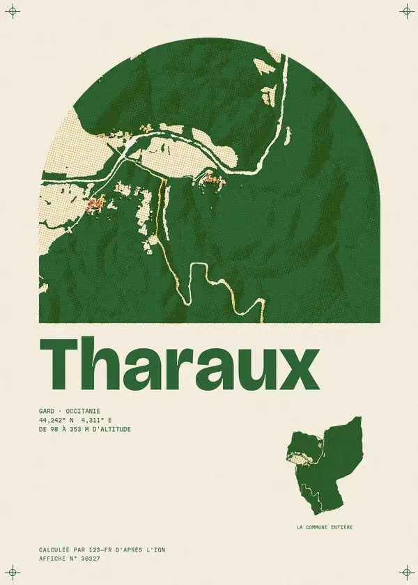 Affiche de Tharaux, calculée par 123-fr d'après l'IGN