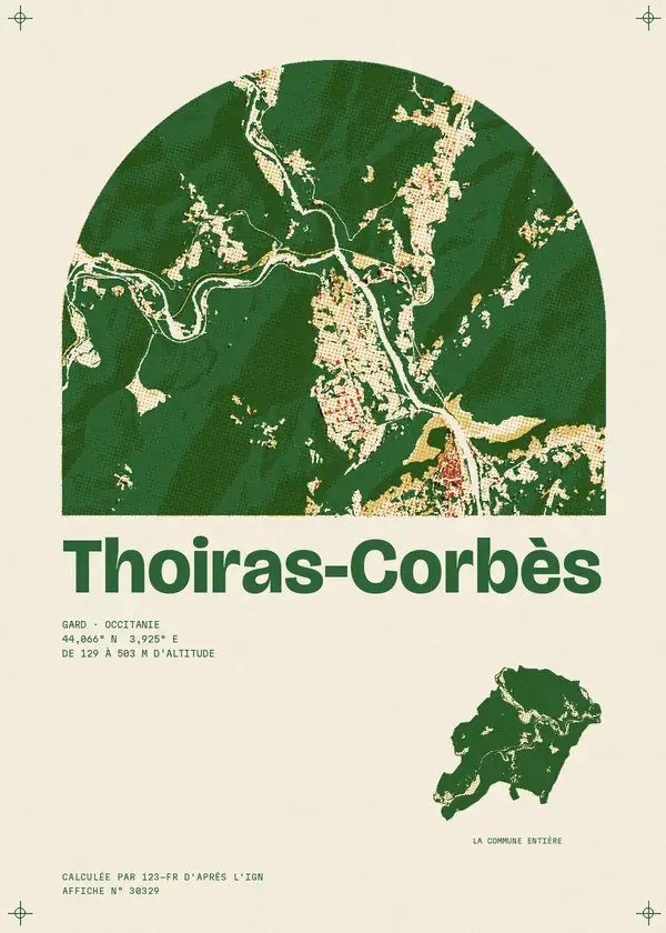 Affiche de Thoiras-Corbès, calculée par 123-fr d'après l'IGN