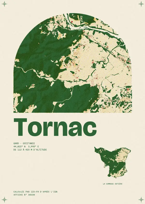 Affiche de Tornac, calculée par 123-fr d'après l'IGN