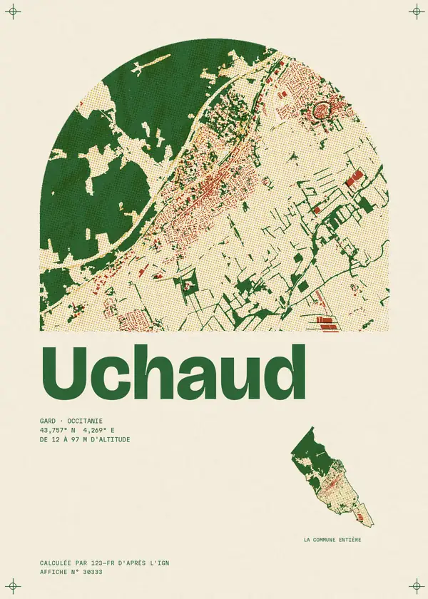 Affiche de Uchaud, calculée par 123-fr d'après l'IGN