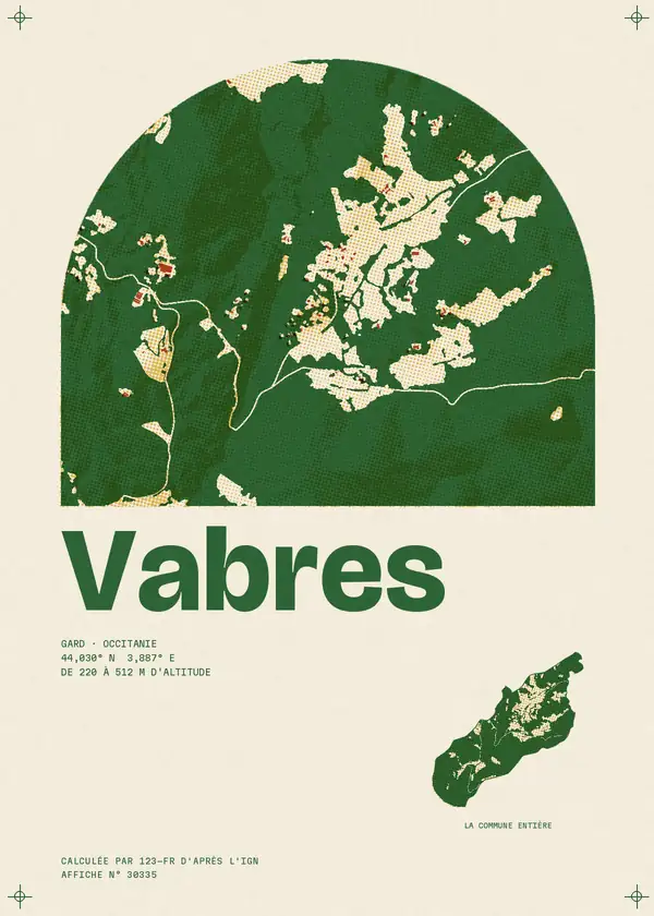 Affiche de Vabres, calculée par 123-fr d'après l'IGN
