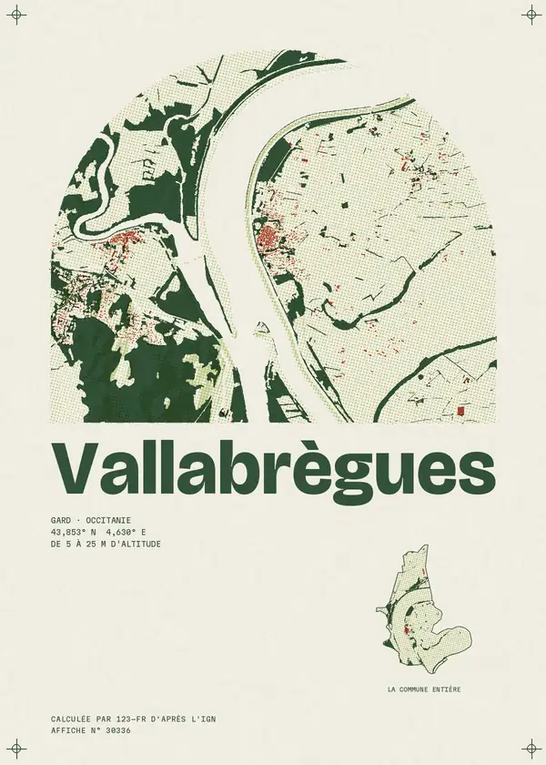 Affiche de Vallabrègues, calculée par 123-fr d'après l'IGN