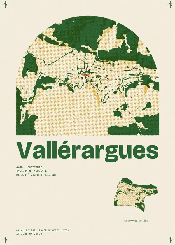 Affiche de Vallérargues, calculée par 123-fr d'après l'IGN