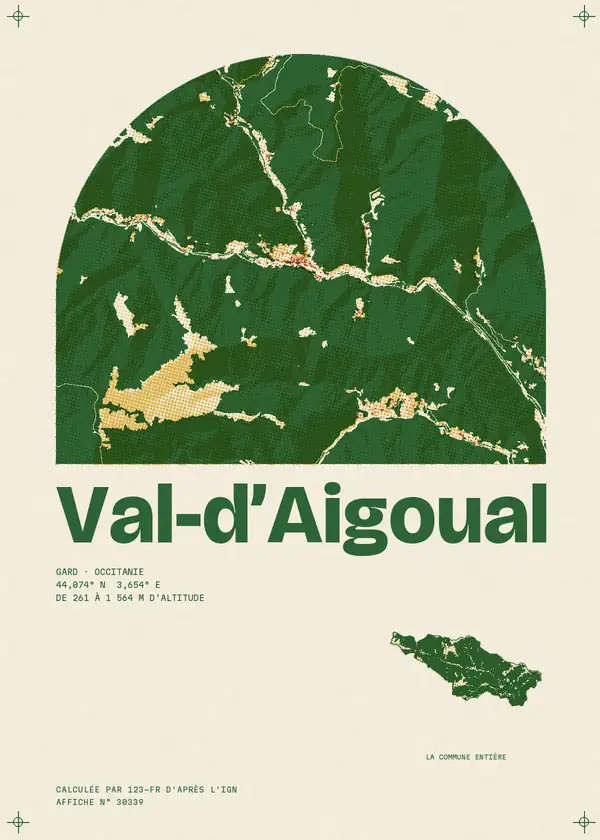 Affiche de Val-d'Aigoual, calculée par 123-fr d'après l'IGN