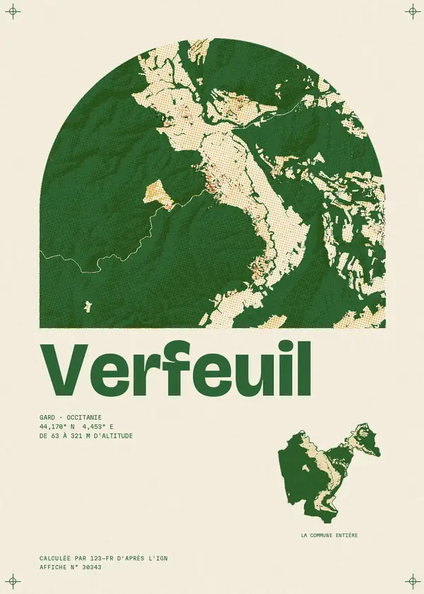 Affiche de Verfeuil, calculée par 123-fr d'après l'IGN
