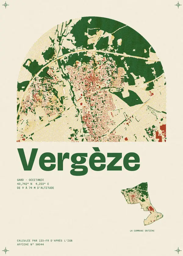 Affiche de Vergèze, calculée par 123-fr d'après l'IGN