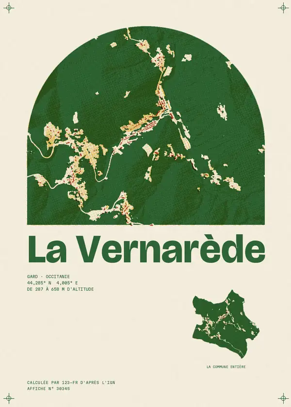 Affiche de La Vernarède, calculée par 123-fr d'après l'IGN
