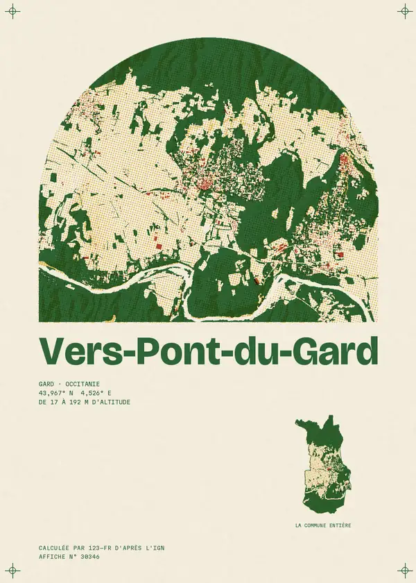 Affiche de Vers-Pont-du-Gard, calculée par 123-fr d'après l'IGN