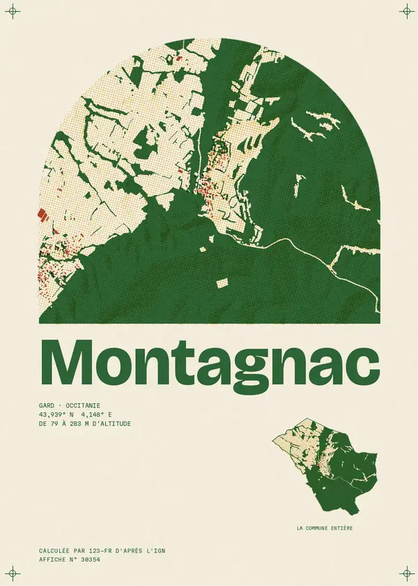 Affiche de Montagnac, calculée par 123-fr d'après l'IGN