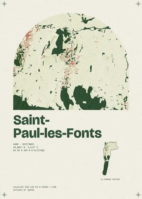 Affiche de Saint-Paul-les-Fonts, calculée par 123-fr d'après l'IGN