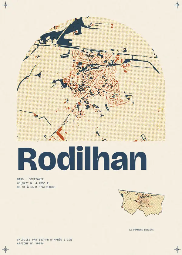 Affiche de Rodilhan, calculée par 123-fr d'après l'IGN