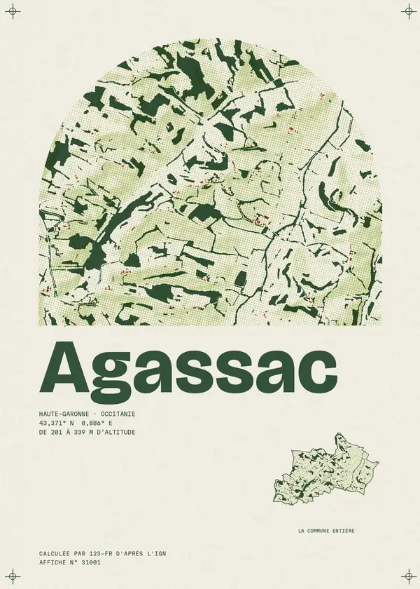 Affiche de Agassac, calculée par 123-fr d'après l'IGN