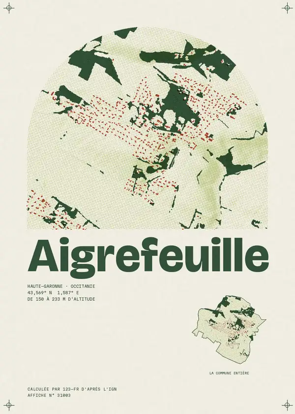 Affiche de Aigrefeuille, calculée par 123-fr d'après l'IGN