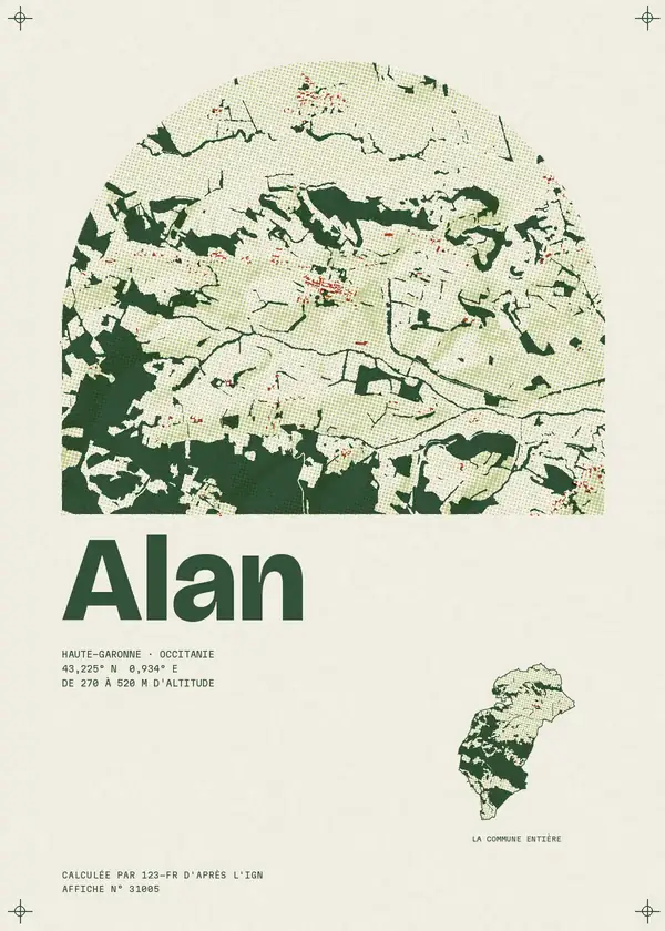 Affiche de Alan, calculée par 123-fr d'après l'IGN