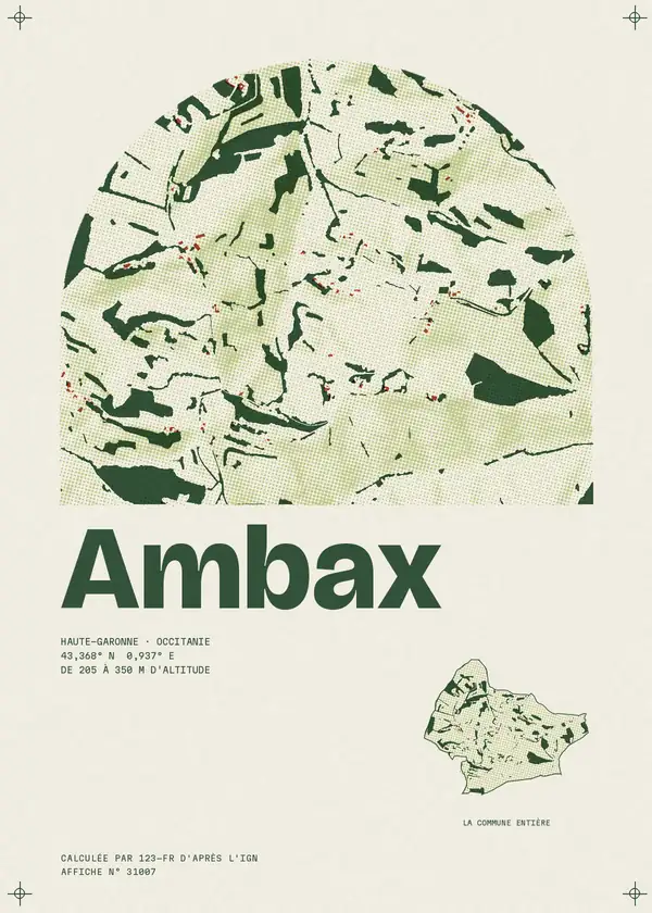 Affiche de Ambax, calculée par 123-fr d'après l'IGN