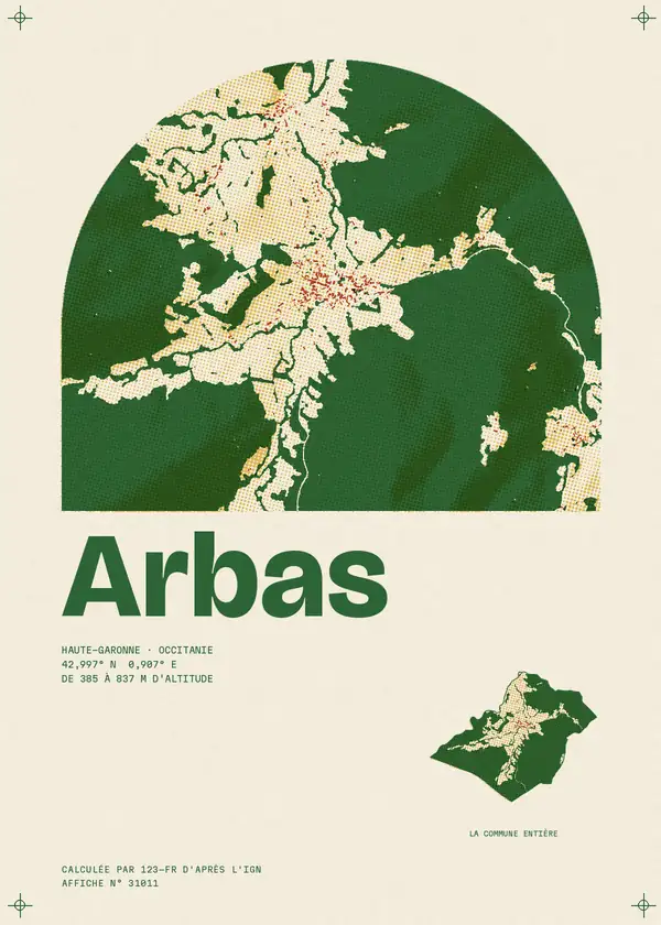 Affiche de Arbas, calculée par 123-fr d'après l'IGN