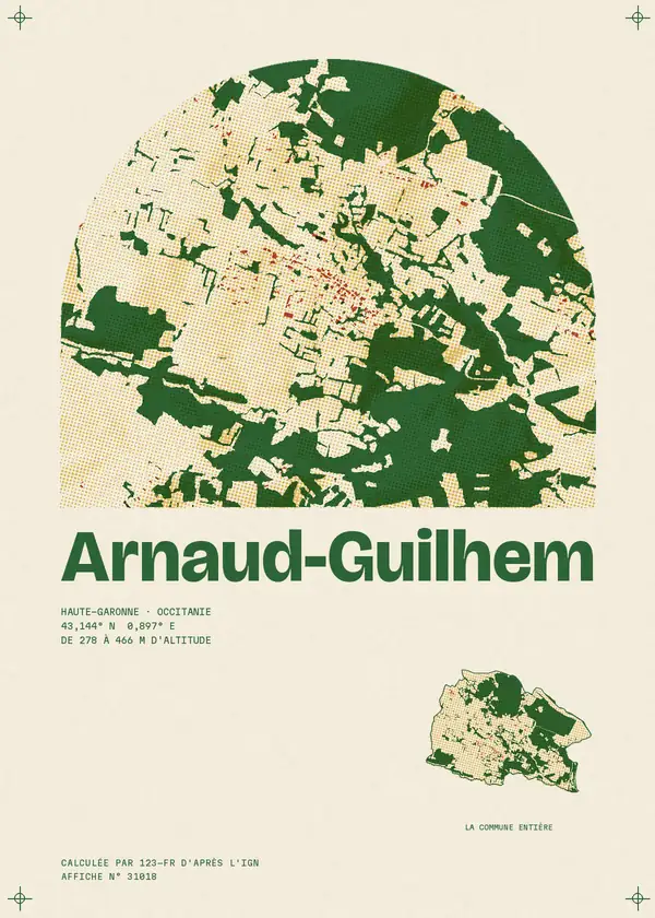 Affiche de Arnaud-Guilhem, calculée par 123-fr d'après l'IGN