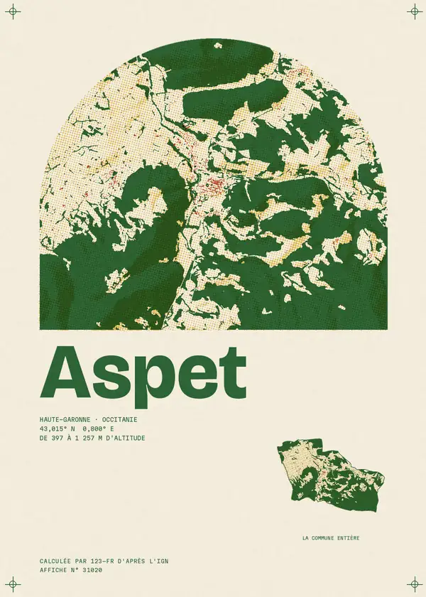 Affiche de Aspet, calculée par 123-fr d'après l'IGN