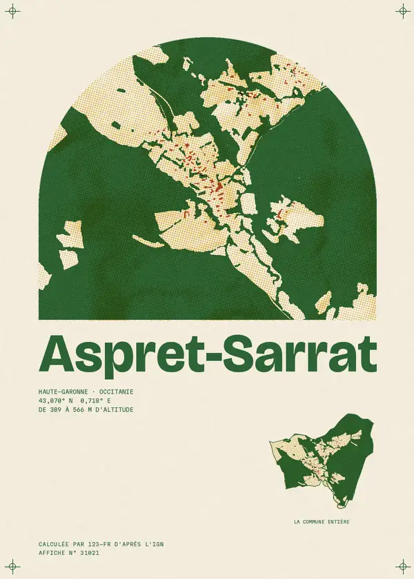 Affiche de Aspret-Sarrat, calculée par 123-fr d'après l'IGN