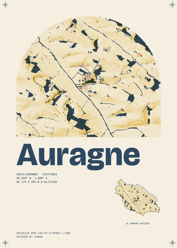 Affiche de Auragne, calculée par 123-fr d'après l'IGN