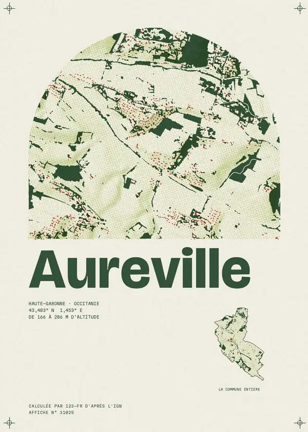 Affiche de Aureville, calculée par 123-fr d'après l'IGN