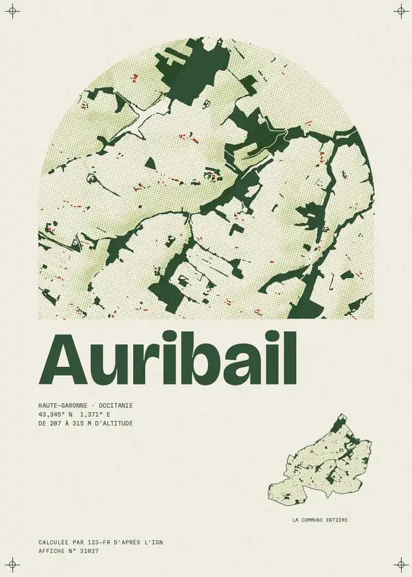 Affiche de Auribail, calculée par 123-fr d'après l'IGN