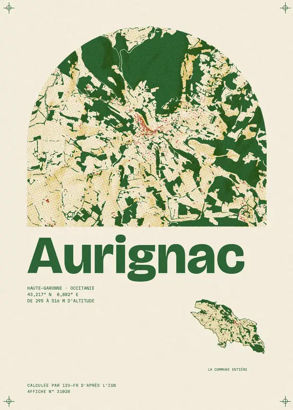 Affiche de Aurignac, calculée par 123-fr d'après l'IGN