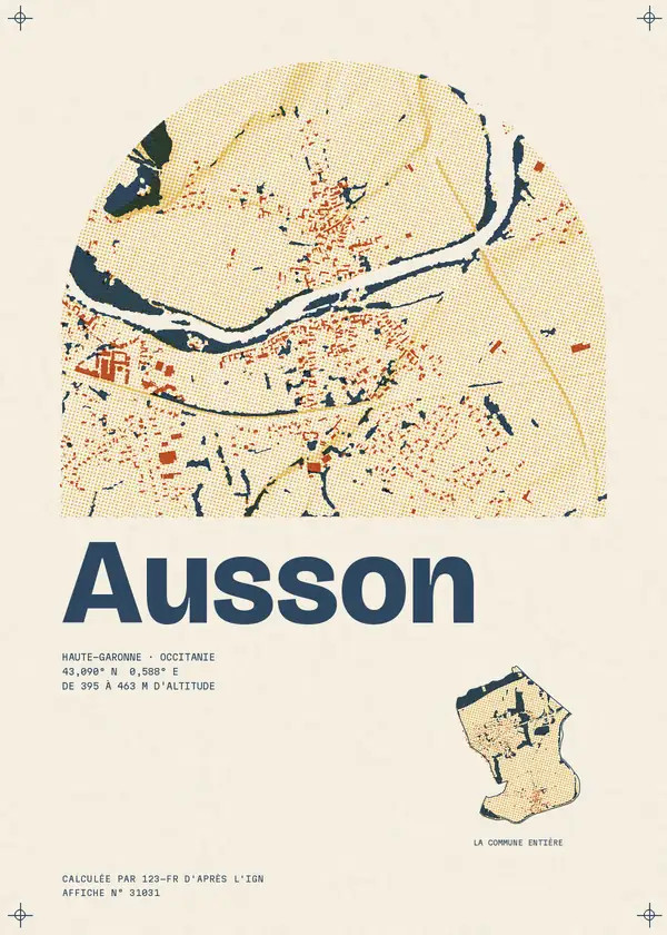 Affiche de Ausson, calculée par 123-fr d'après l'IGN