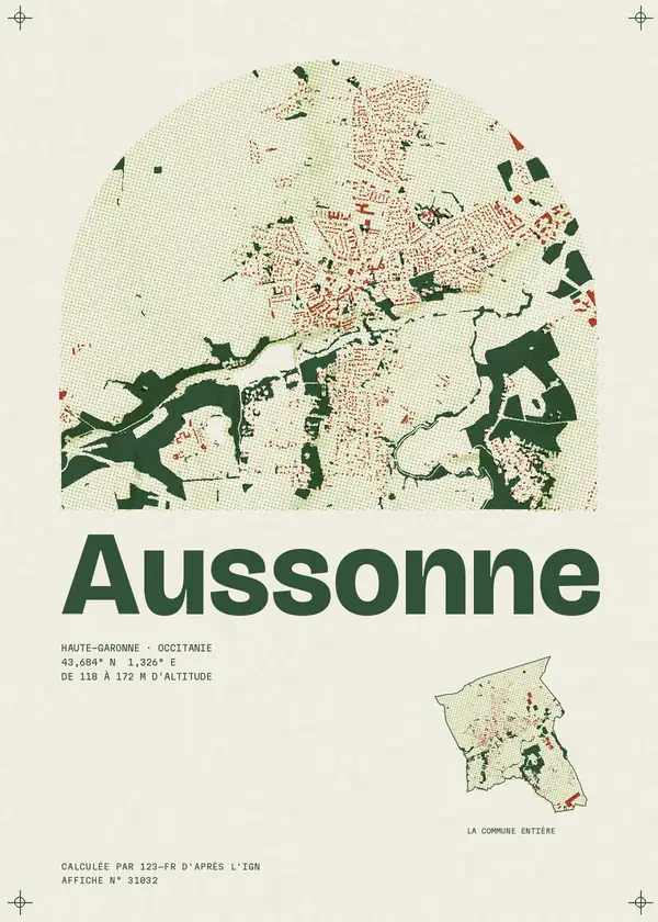 Affiche de Aussonne, calculée par 123-fr d'après l'IGN