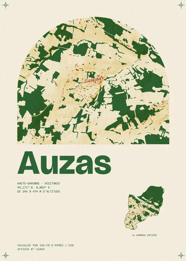Affiche de Auzas, calculée par 123-fr d'après l'IGN