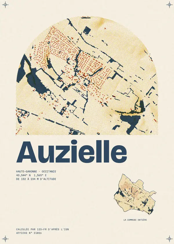 Affiche de Auzielle, calculée par 123-fr d'après l'IGN